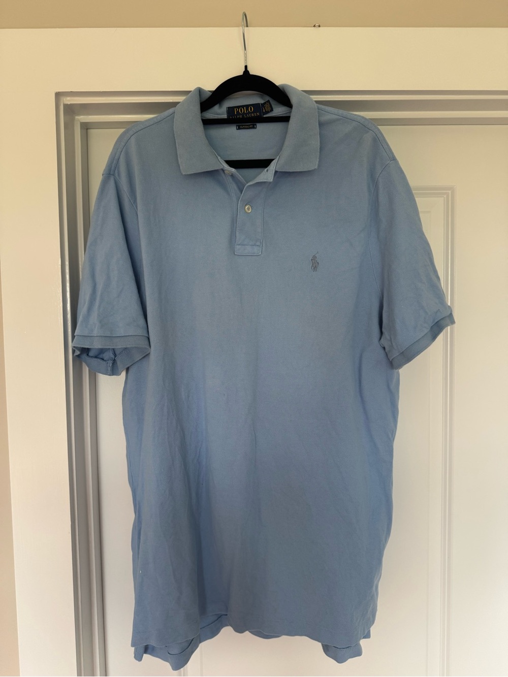 Polo by Ralph Lauren Men's Light Blue Cotton Polo Shirt Large